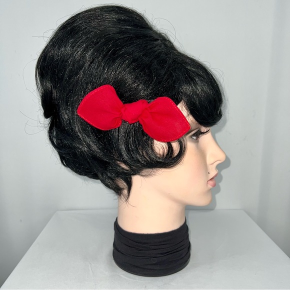 Solid Red Rockabilly Bandana Knotted Hair Bow - Picture 4 of 11